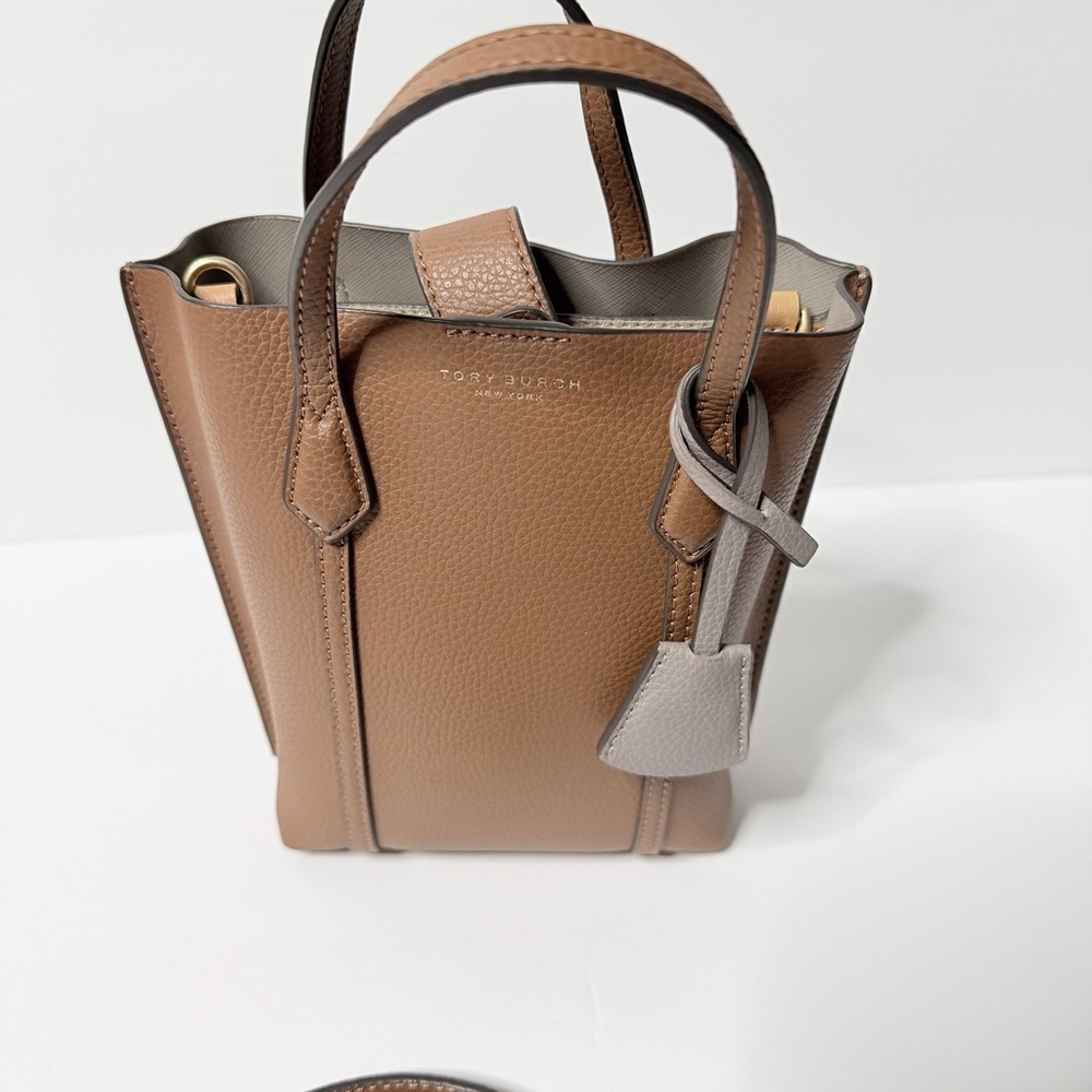 Tory Burch Mini Bag Perfect NEW and never used.   Gorgeous! Light Brown & Grey - Picture 7 of 9
